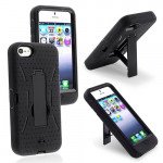 Wholesale iPhone 5 5S Armor Hybrid Case with Stand (Black-Black)
